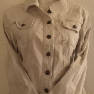 Women's Cream Jacket Collar Button Front Size Large
